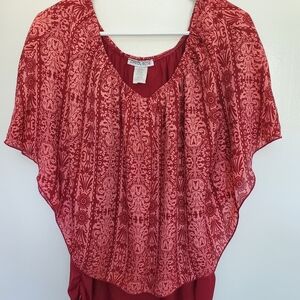 Burgundy Patterned Women's Top Carol Rose Size Xl